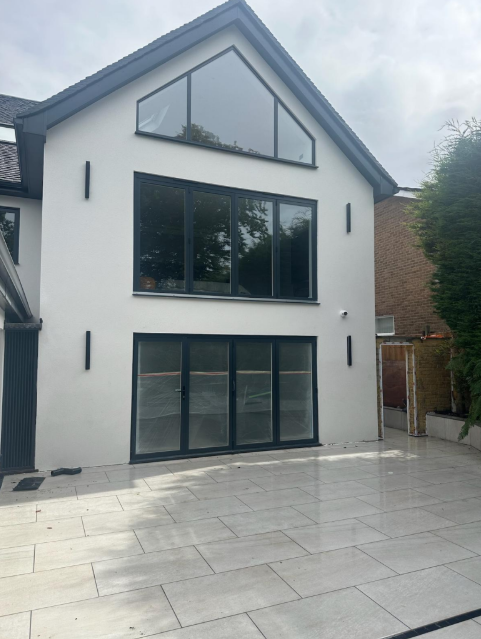 Anthracite Grey Bi-fold Door and Fixed Shape Window